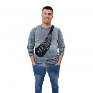 Pochete de Couro Atravessada Preta 